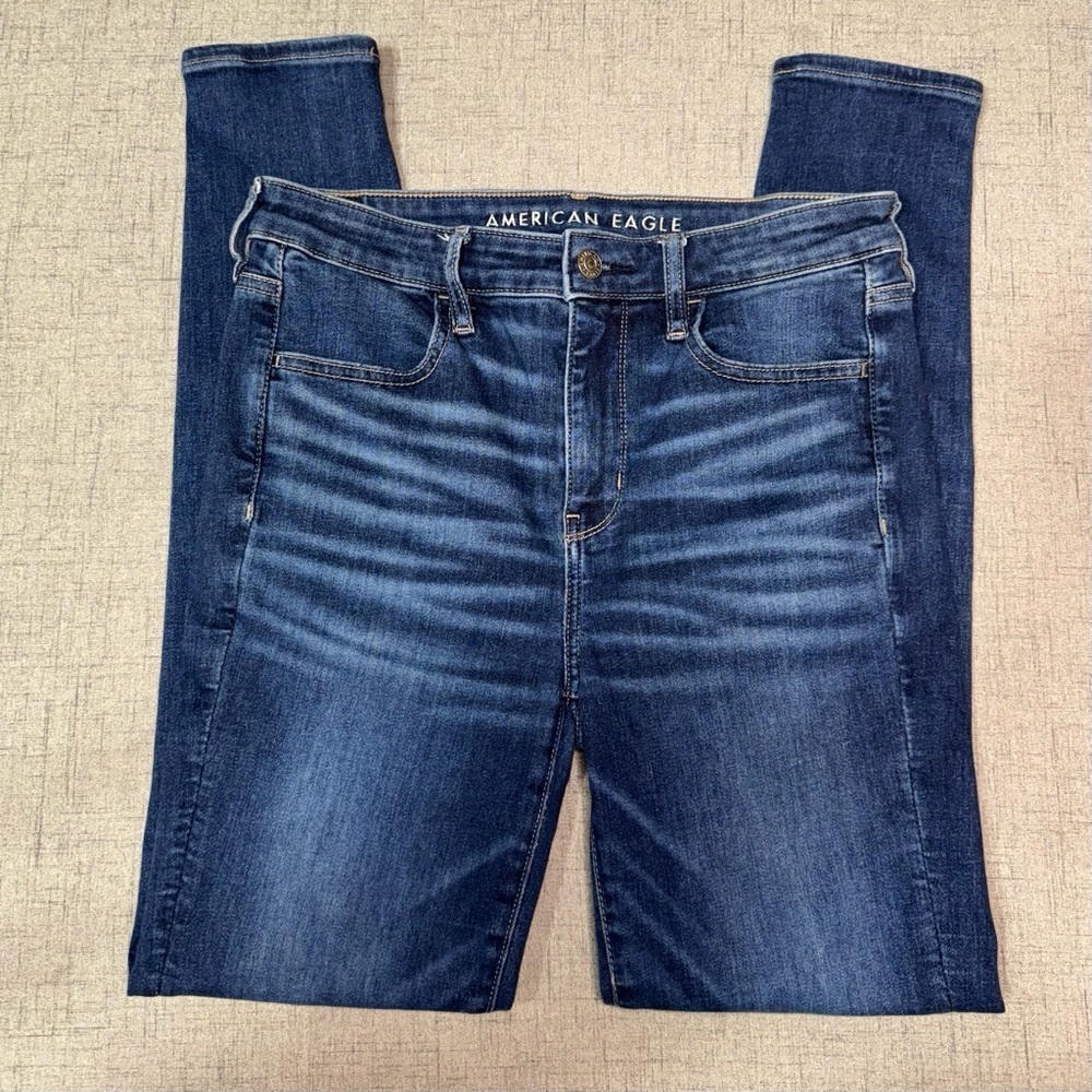 American Eagle AE Next Level High Waisted Jegging Dark Skinny Jeans Size 8 - Picture 6 of 11